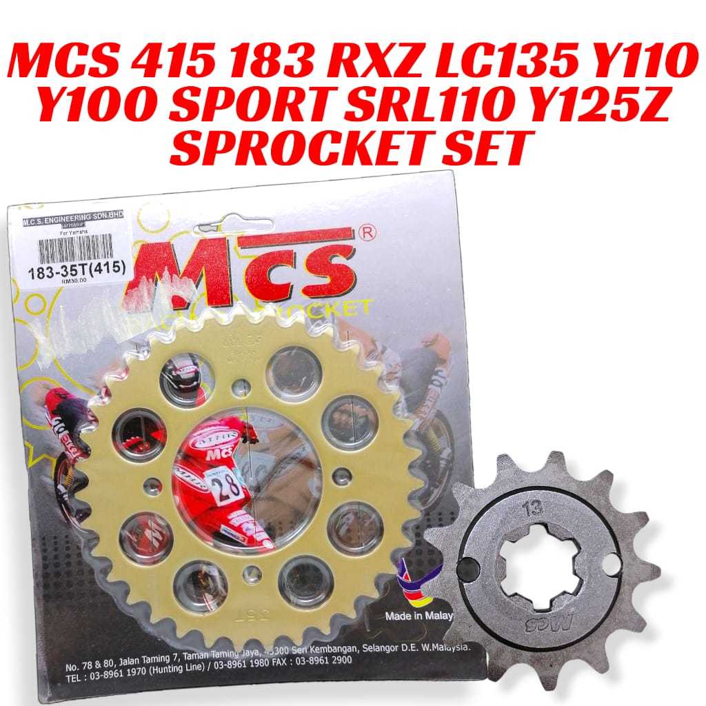 MCS 415 183 Front Rear Sprocket Set Yamaha RXZ LC135 Y100 Y110 Y125Z ...