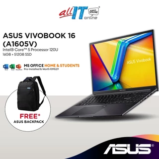 Asus Vivobook 16 A1605V-APMB035WS/036WS 16" WUXGA Laptop (Intel® Core™ 5 120U | 16GB | 512GB SSD | Intel Graphics | H&S)