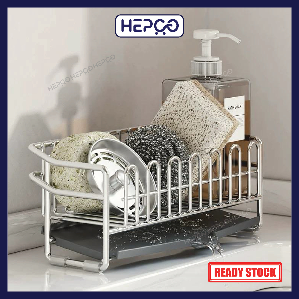 Sponge & Detergent Drying Rack for Kitchen Sink With Drain Tray 304 ...