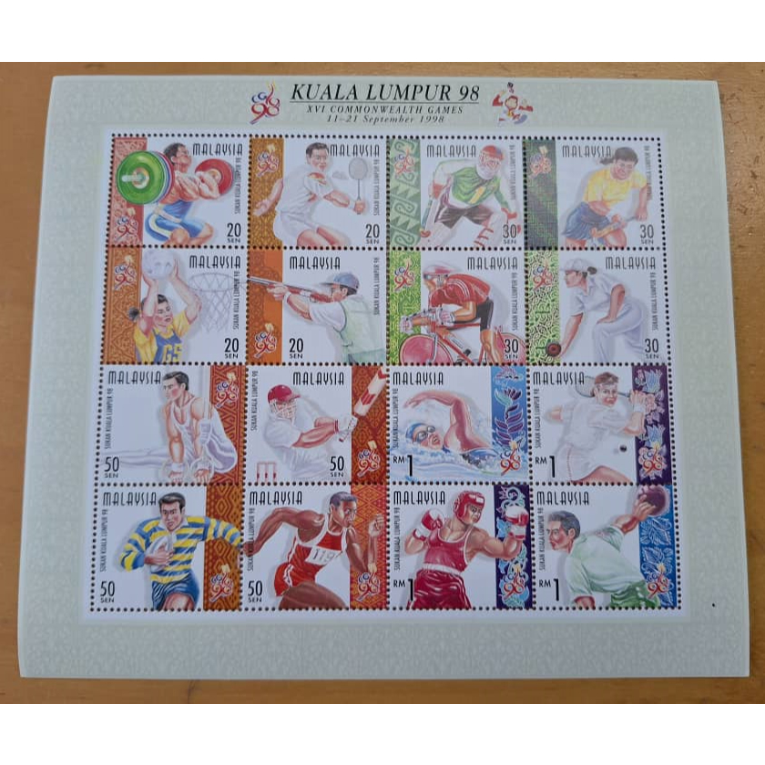 1998 Malaysia Sukom Commonwealth Games Sheetlet Stamp MNH 1pc Face ...