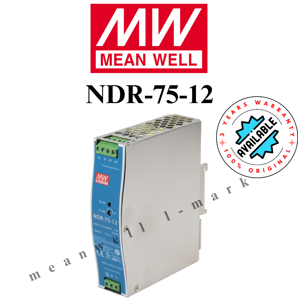 Produktbild von DR-75-12 Schaltnetzteil 75W 12V 6,3A – Hutschienennetzteil Für Industrieanwendungen