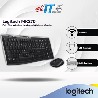 Logitech MK270r Wireless Keyboard and Mouse Combo with Spill-Resistant Design | Full-Sized Keyboard | Media Keys