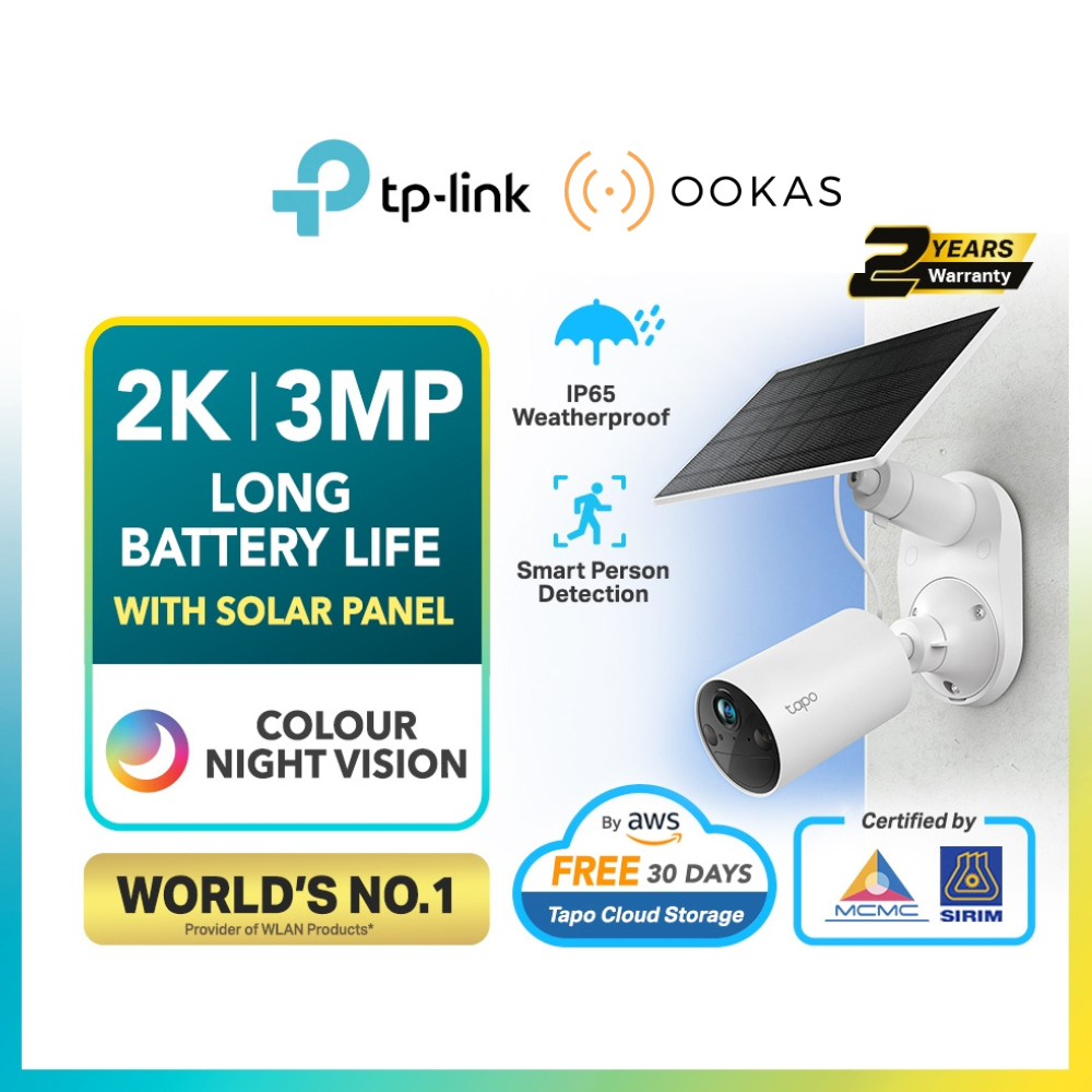 TP-Link 2K/3MP Wire Free Solar Battery Powered CCTV Camera Color