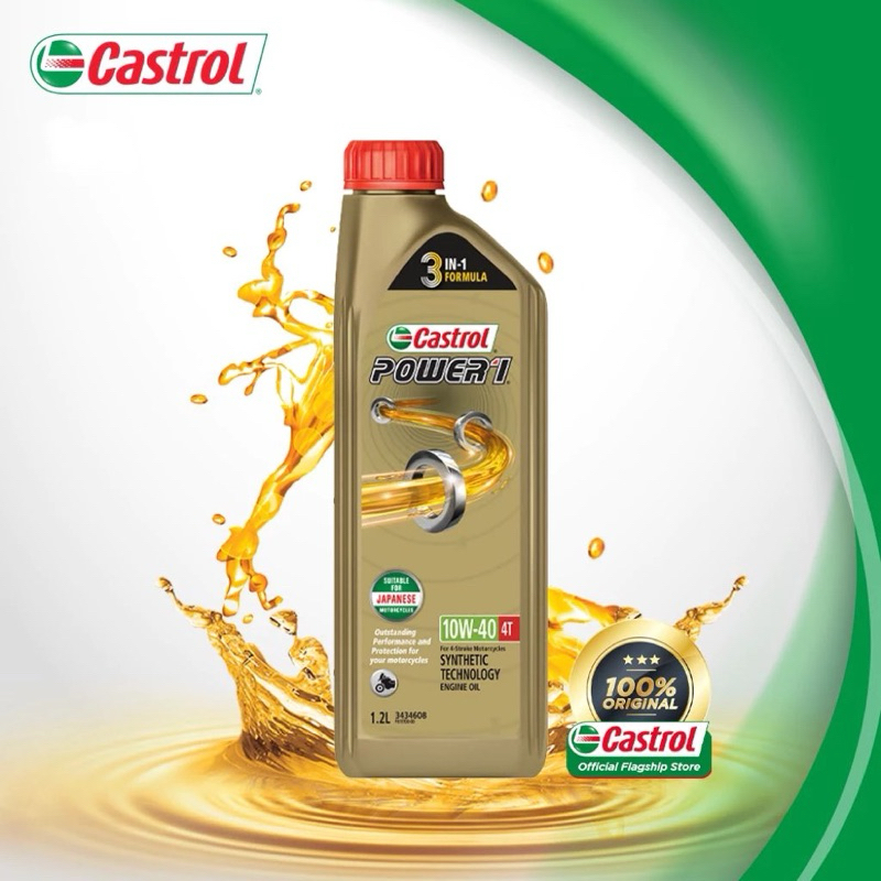 Castrol POWER1 4T （1.2L）10W-40 Synthetic Technology for Bikes (1.2L ...