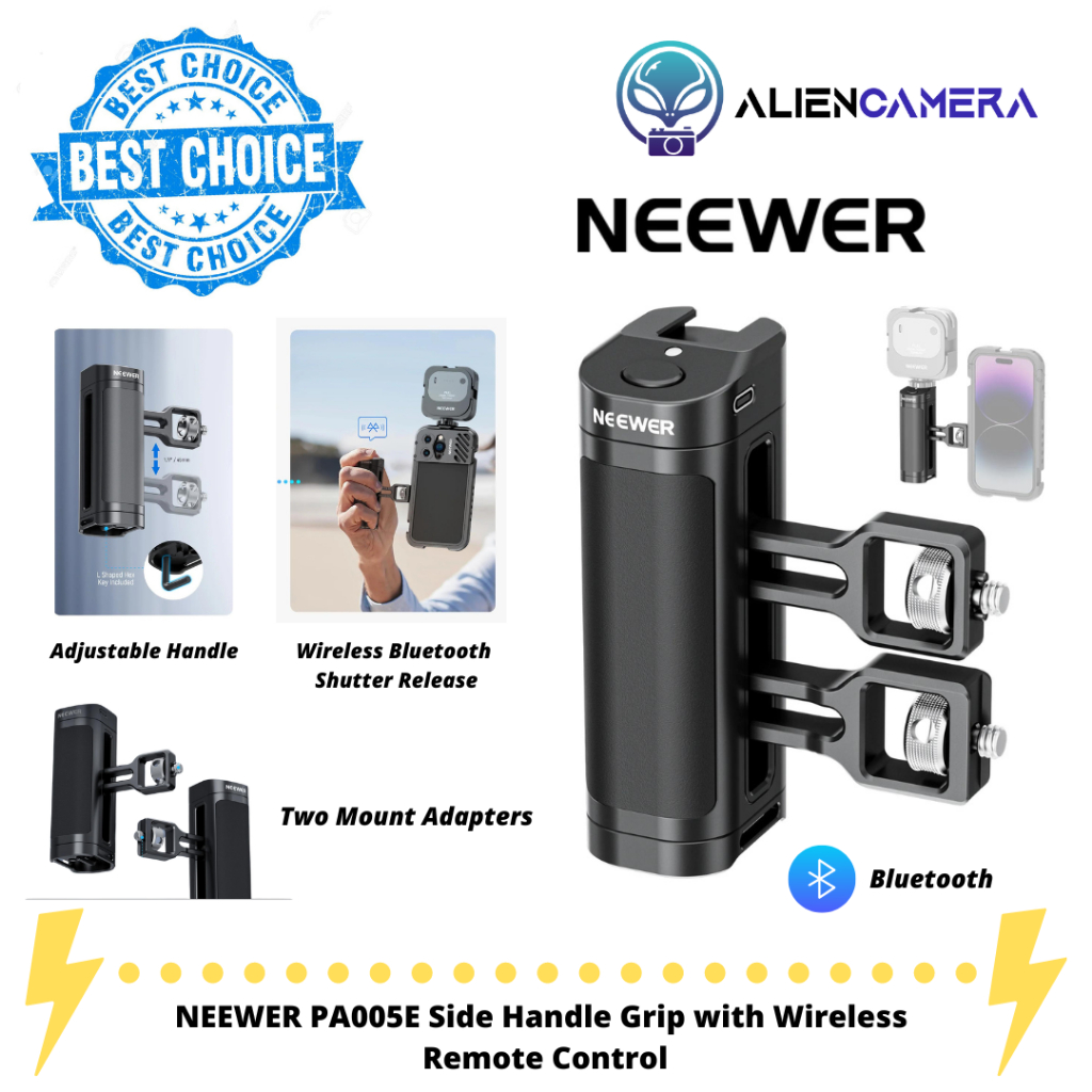NEEWER PA005E Side Handle Grip with Wireless Remote Control Button ...