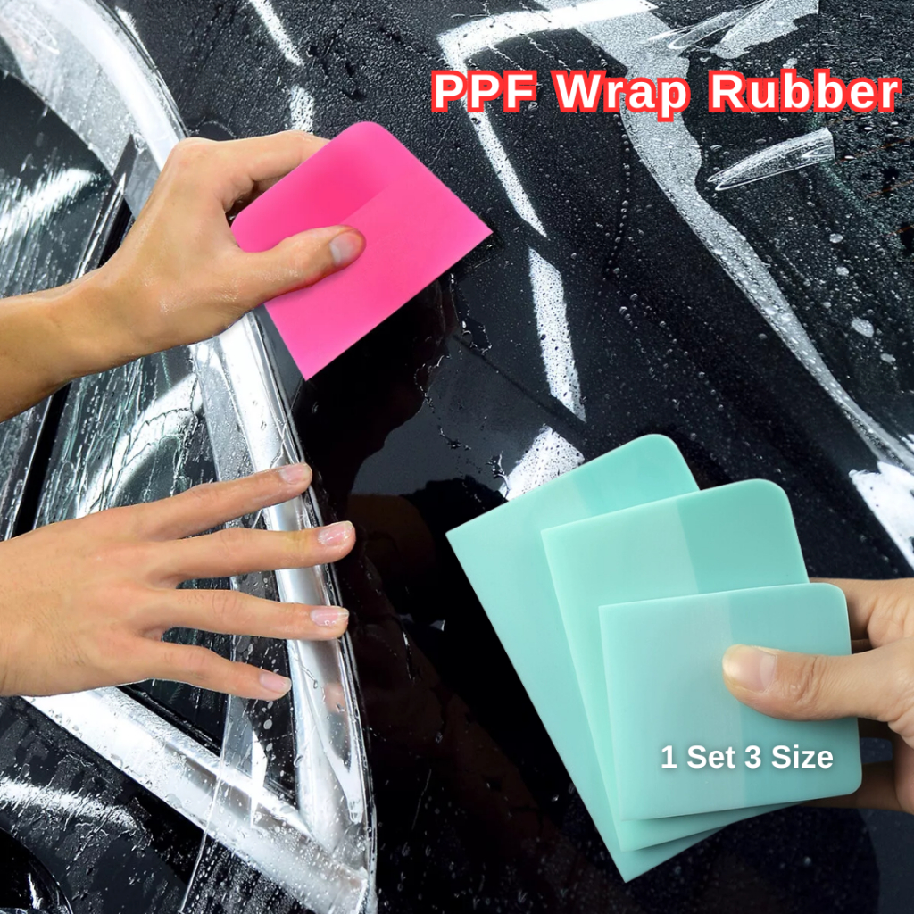 PPF Car Wrap Rubber Vinyl (1 Set 3 Size) Random Color Squeegee Scraper ...