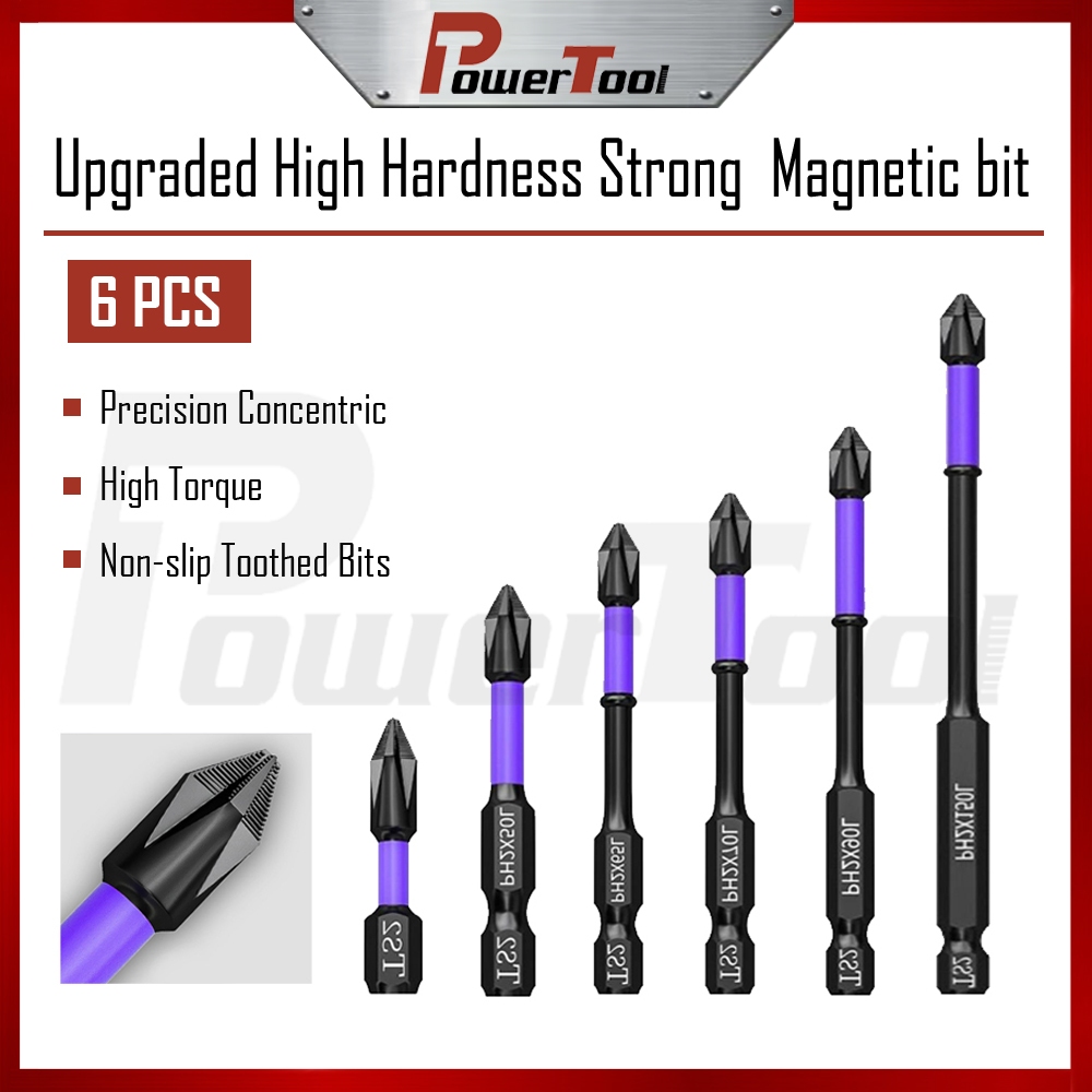 【6PCS】Magnetic Anti-Slip Screwdriver Drill Bit Cross Head Phillips Bits ...