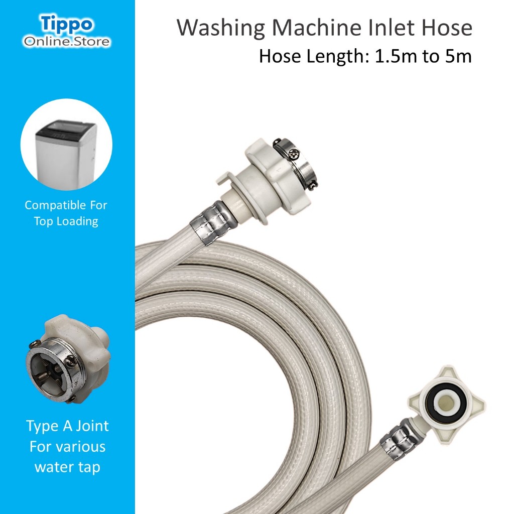 Top Loading Washing Machine Inlet Hose 1.5, 2, 3, 4, 5 Meter Joint A ...