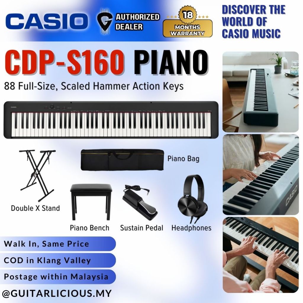 Casio CDP-S160BK 88-key Digital Piano with Edifier W600BT Headphone ...