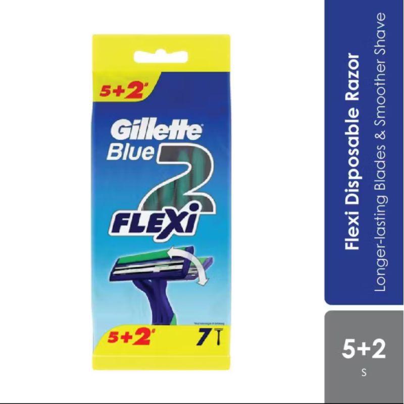Gillette Disposable Razor Blue 2 Flexi 5pcs + 2pcs | Shopee Malaysia