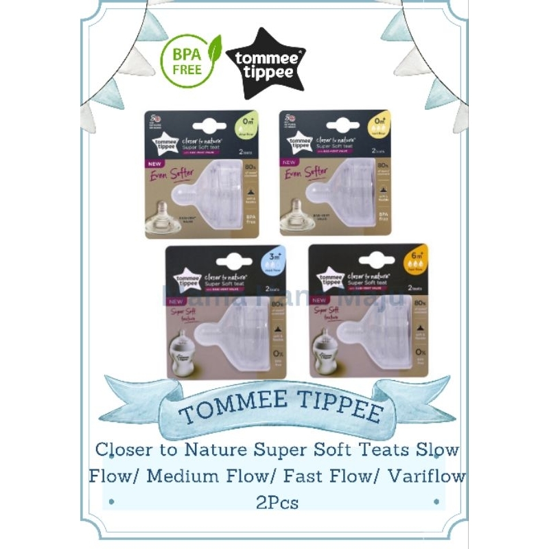 TOMMEE TIPPEE Closer To Nature Super Soft Teats Slow Flow/Medium Flow