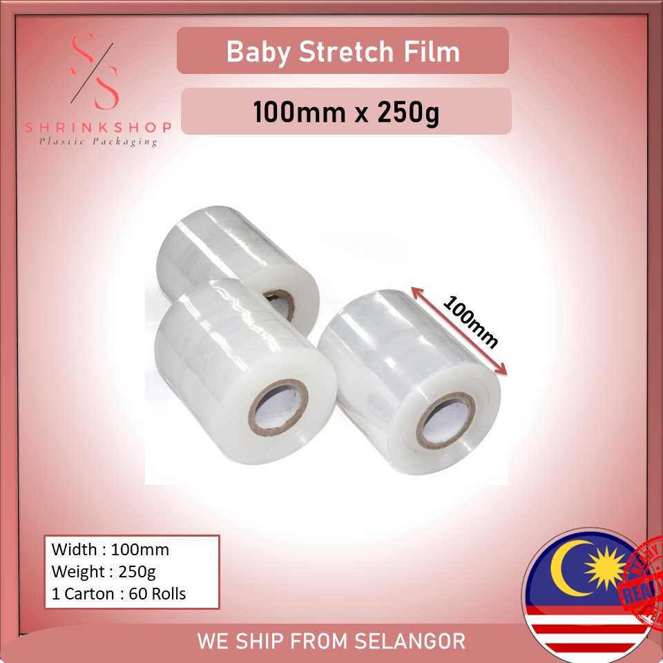 60 Roll Baby Roll Mini Stretch Film/Wrapping Firm - 100mm x 250g x 1Ctn ...