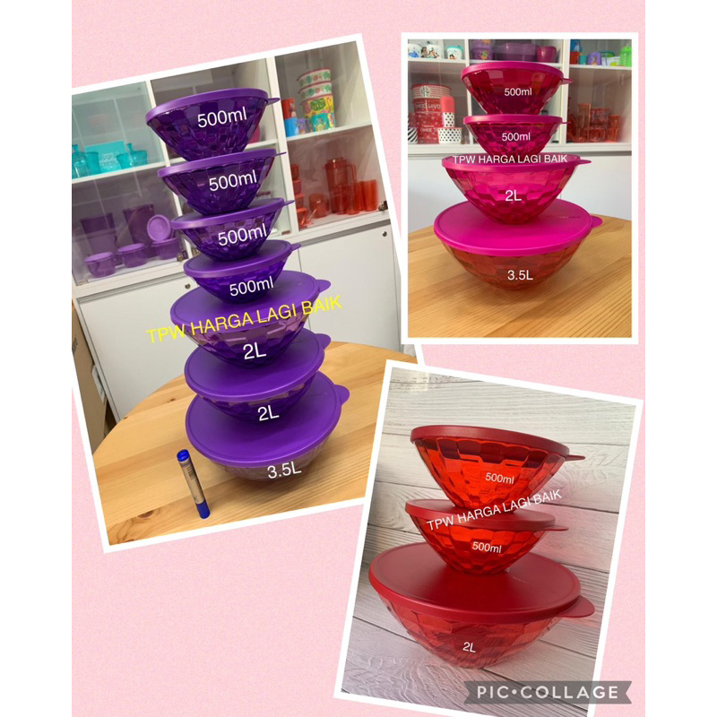 Tupperware Purple Red And Pink Prism Bowl Set Air Tight Shopee Malaysia