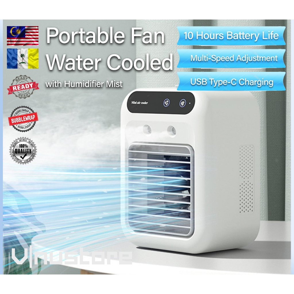 Portable Water Cooling Fan Humidifier Mist Fan USB Rechargeable