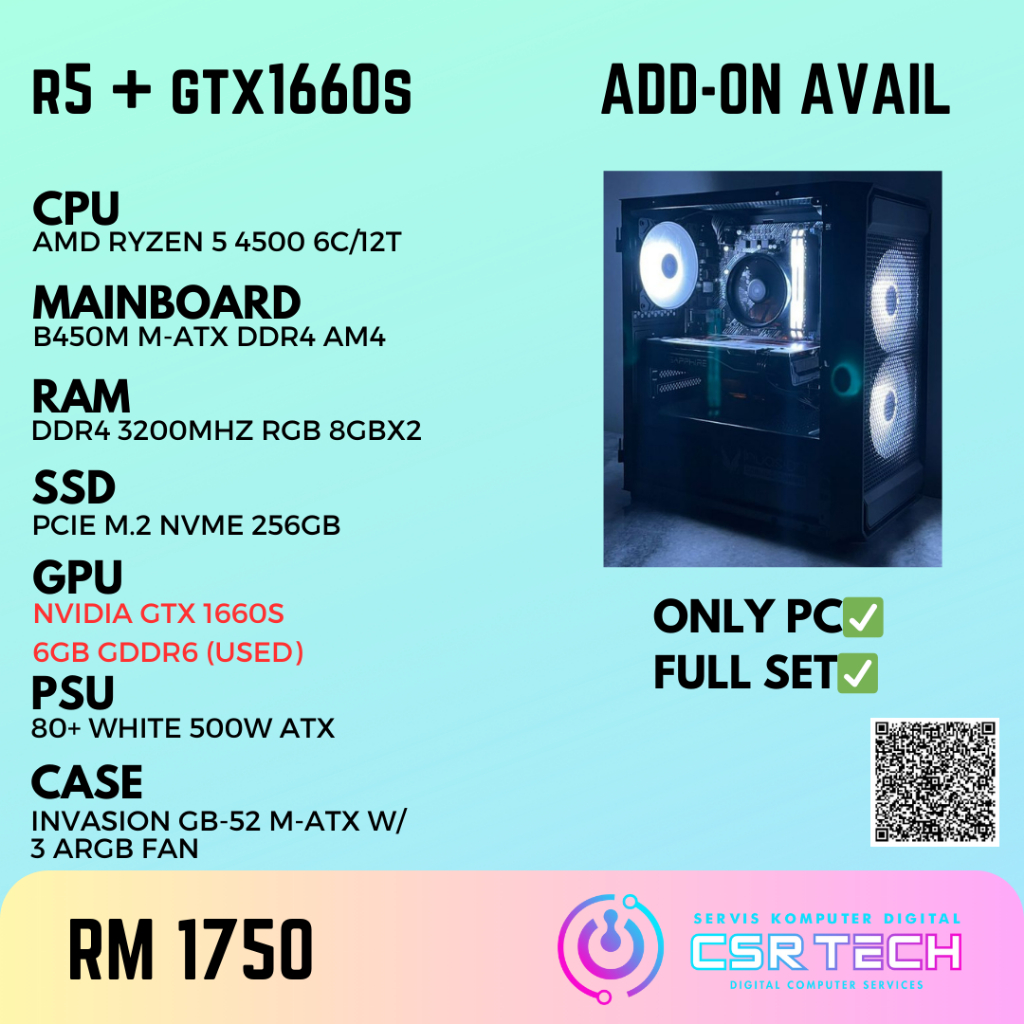 AMD RYZEN ENTRY CUSTOM GAMING PC AMD RYZEN 5 4500 (NEW) + GTX 1660 ...