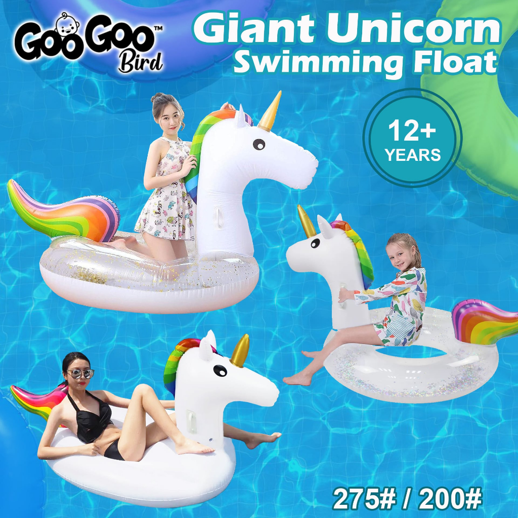 GOOGOO BIRD Giant Unicorn Inflatable Ride-On Pool Float Pool Lounger ...