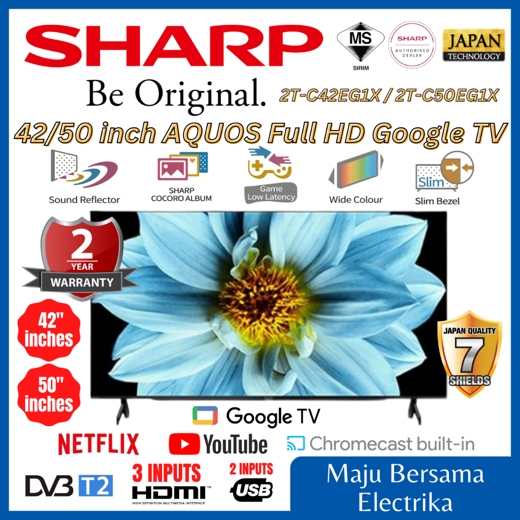 Sharp 42/50 inch AQUOS Full HD Google TV [2T-C42EG1X / 2T-C50EG1X