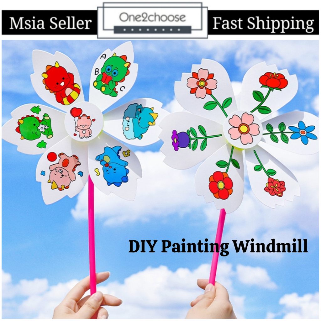 DIY Windmill Coloring Set painting Kids Art Craft Playing Colouring ...