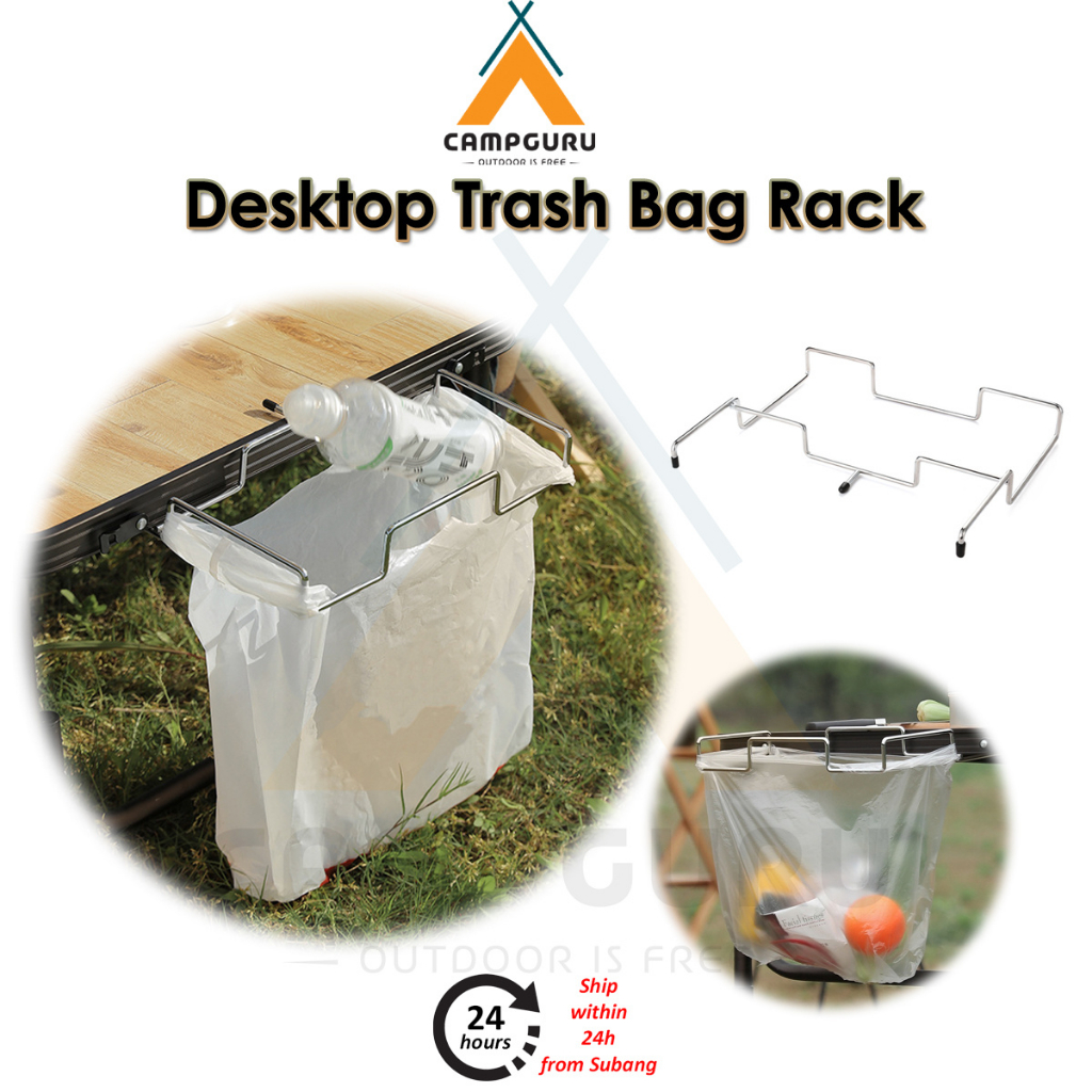 CAMPGURU Desktop Table Side Trash Garbage Bag Storage Rack Space Saving ...