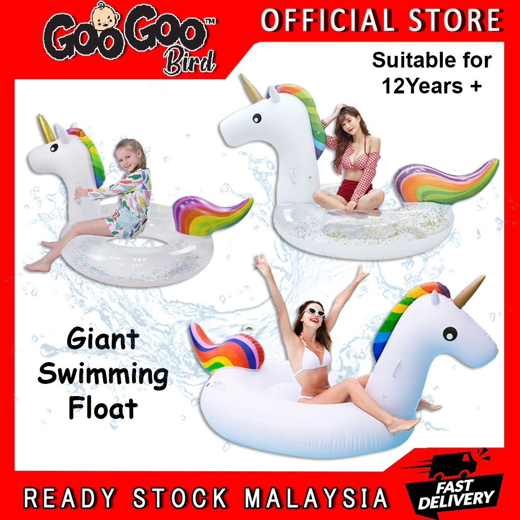 GOOGOO BIRD Giant Unicorn Inflatable Ride-On Pool Float Pool Lounger ...
