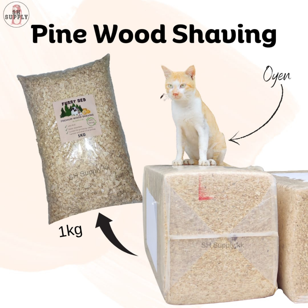 [SABAH] 1KG PINE WOOD SHAVING FLAKES BEDDING TOILET FOR PETS (GUINEA