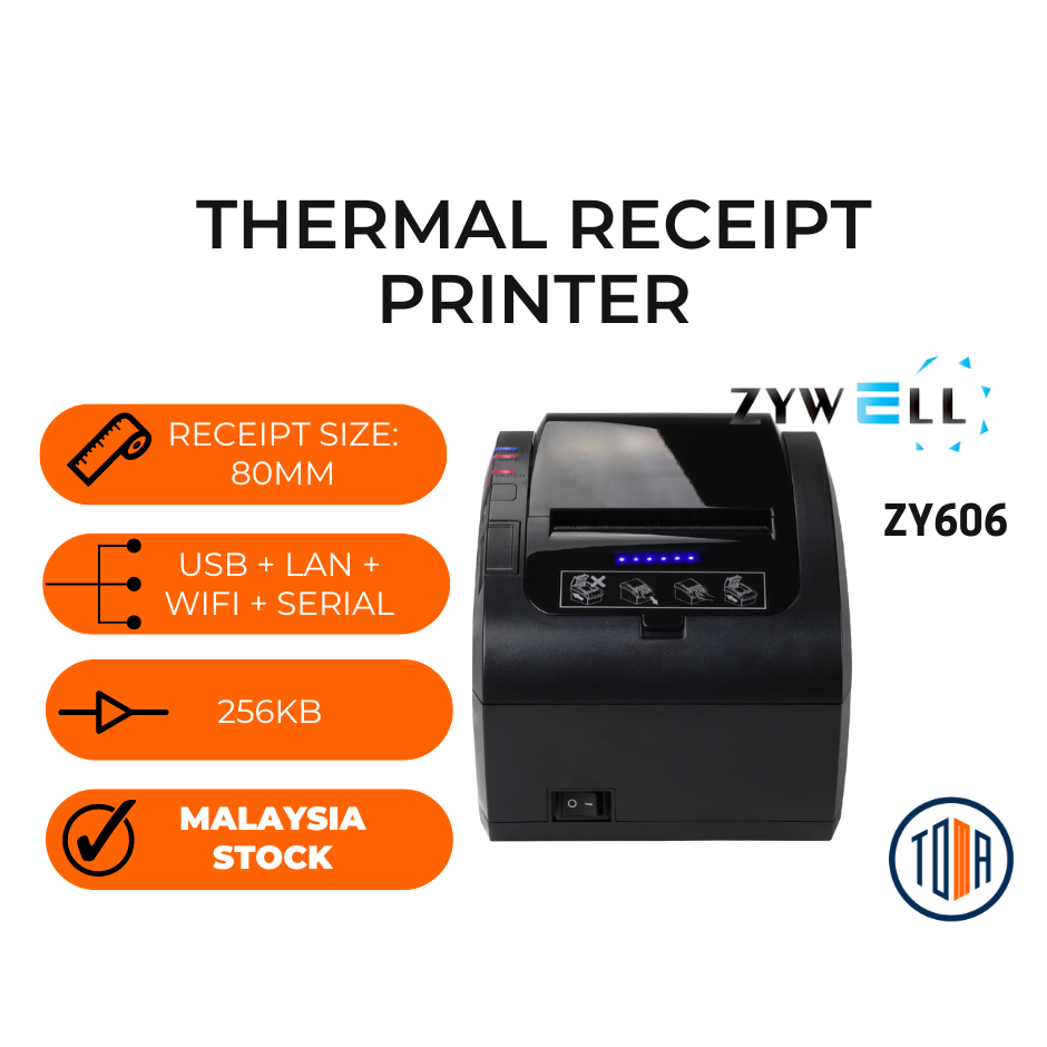 Zywell ZY606 Thermal Receipt Printer 80mm (USB + Serial + Lan + WiFi ...