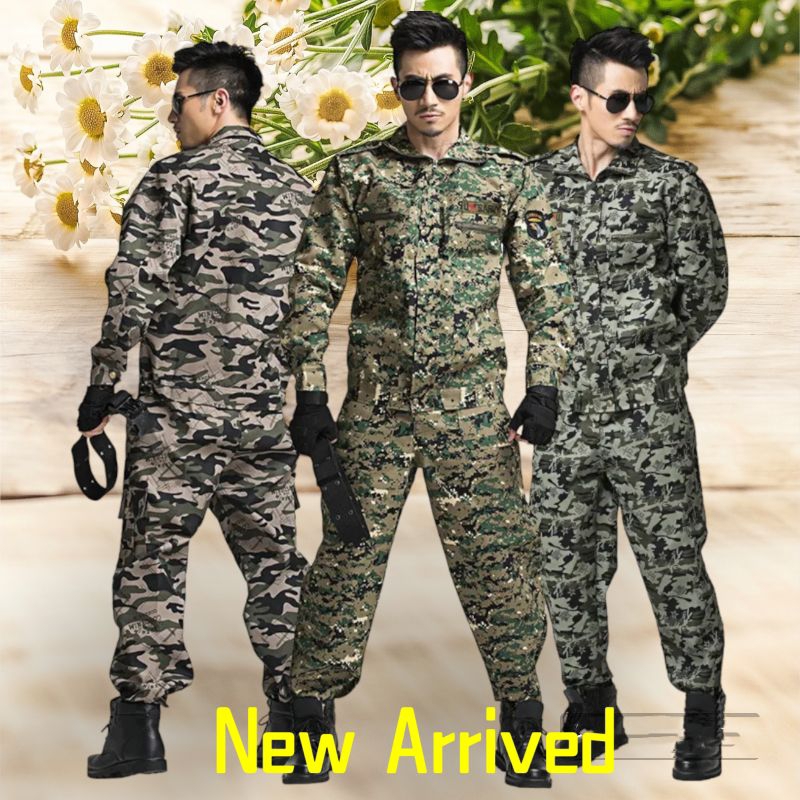 Pakaian kerja corak askar lengan panjang/Army camouflage set unisex ...