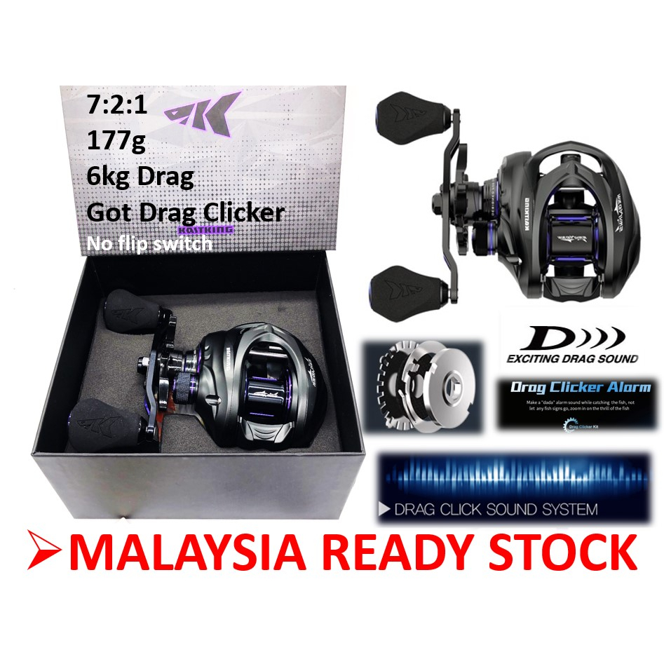 KastKing MegaJaws Elite “Drag Clicker Version” Baitcasting Fishing casting BC Reel , Kiri