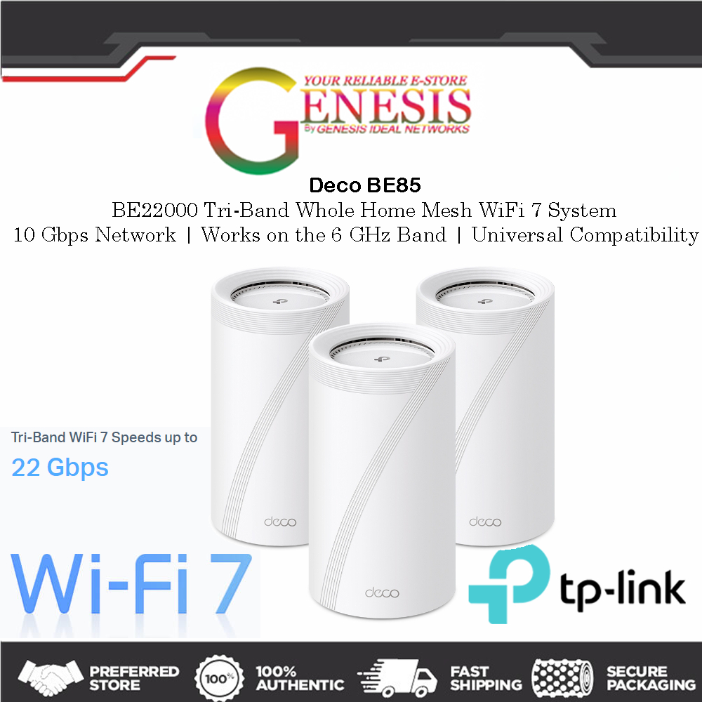 TP-LINK Deco BE85 BE22000 Tri-Band Whole Home Mesh WiFi 7 System ...