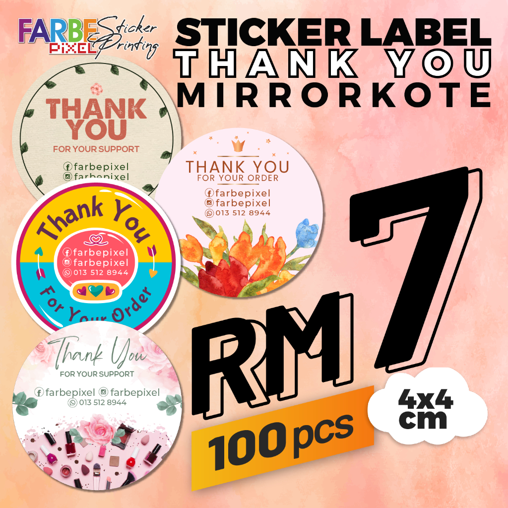 Custom Text Thank You Sticker Sticker Terima Kasih Sticker Label Appreciation Sticker