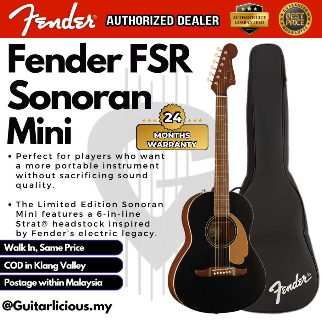 Fender FSR Sonoran 3/4 36inch Mini Steel Strings Acoustic Guitar w/Bag