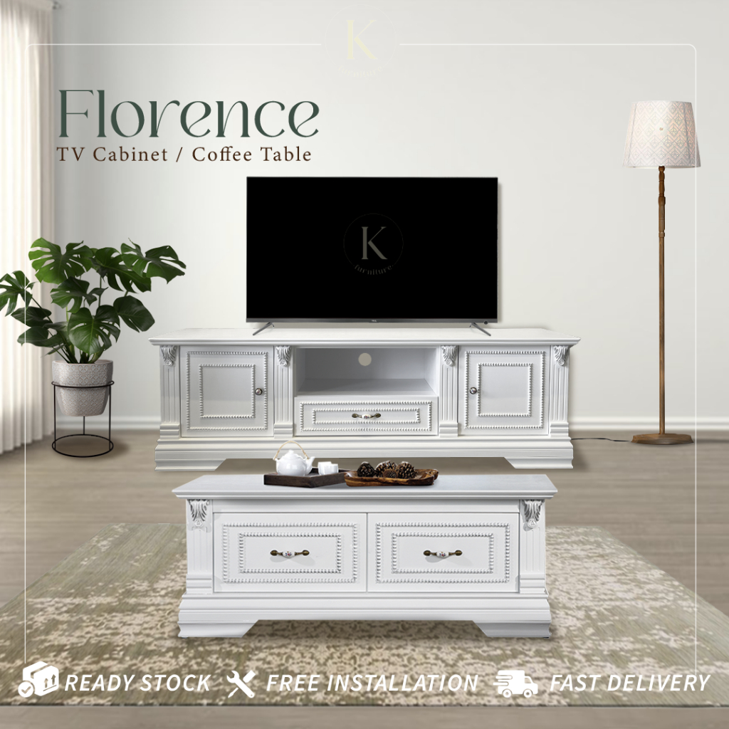 Kfurniture Veronica Tv & Coffee Table / Solid Wood / White
