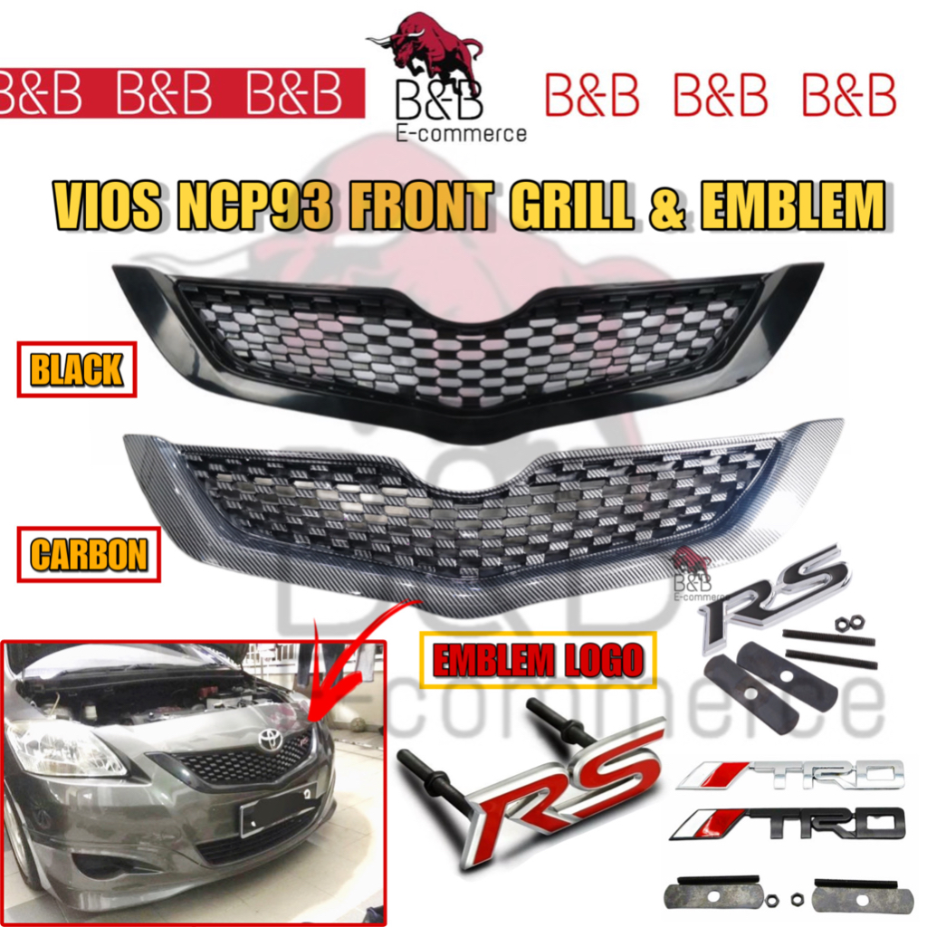 Toyota Vios dugong Grill (Thailand Belta TRD/RS Front Grill) Black ...