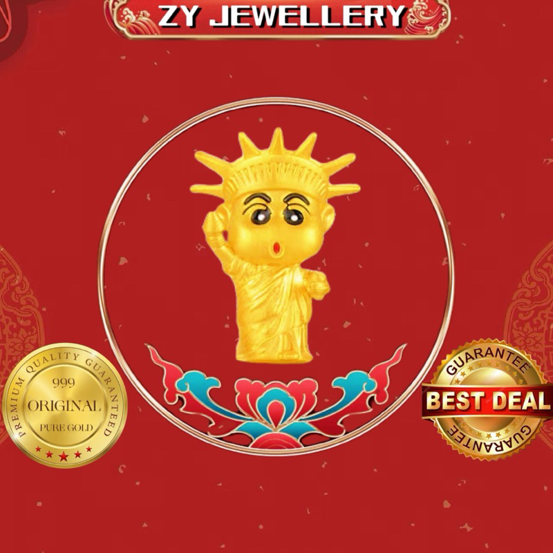 Zy Jewellery 3D 999 Pure Gold Shin Chan Series Golden Charm (S57)
