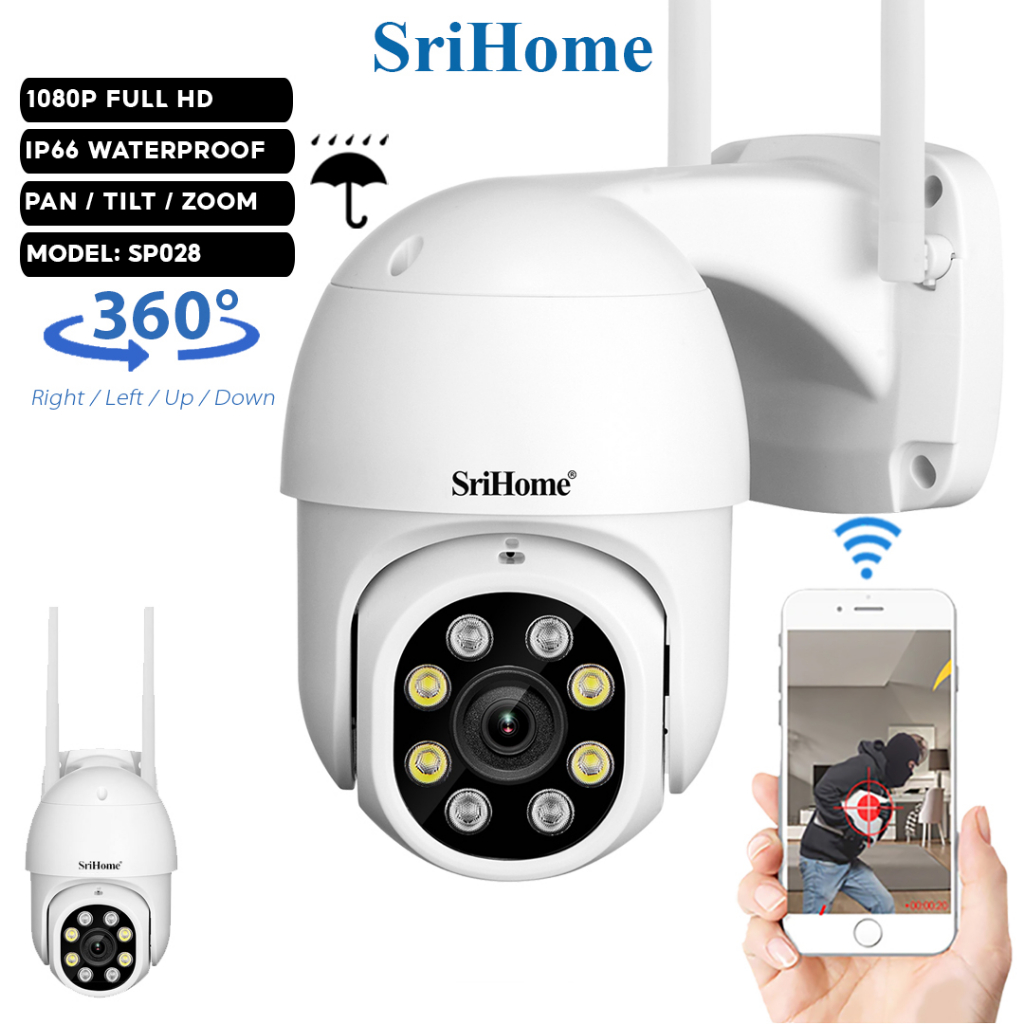 Wifi CCTV, 360° IP Security Cam, Waterproof, Night Vision, Two-Way Voice