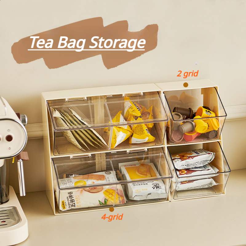 Tea Bag Storage Box Coffee Capsule Pantry Rack Organiser Disposable Tea