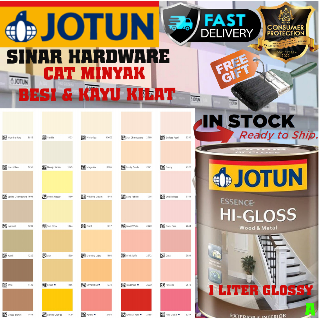 SINAR JOTUN 1 LITER HI GLOSS WOOD METAL DOOR GATE PAINT / CAT MINYAK