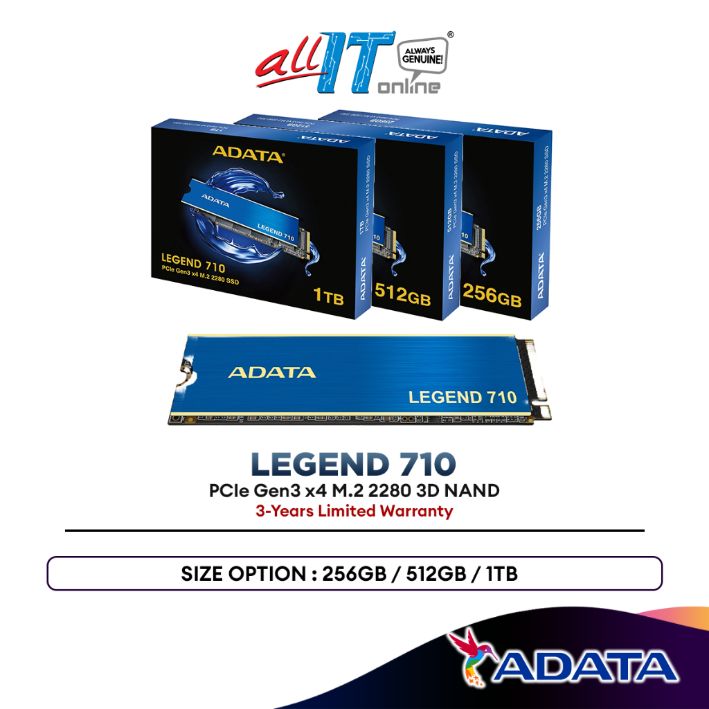 Adata Legend 710 Pcie Gen3 X4 M2 2280 Solid State Drive 256gb 512gb 1tb Shopee Malaysia 