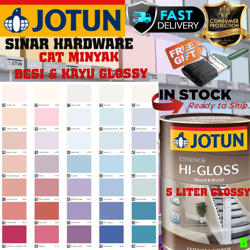 SINAR JOTUN 5 LITER HI GLOSS WOOD METAL DOOR GATE PAINT / CAT MINYAK ...