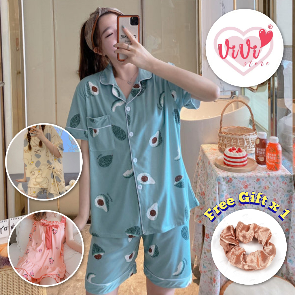 Vivi Pajamas Comfort Summer Short Sleeve Two Piece Sleepwear Set Women ...
