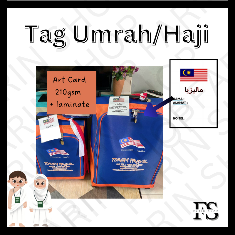 Tag Luggage Umrah/haji ️ pelbagai saiz Art Card + Laminate ️tidak perlu