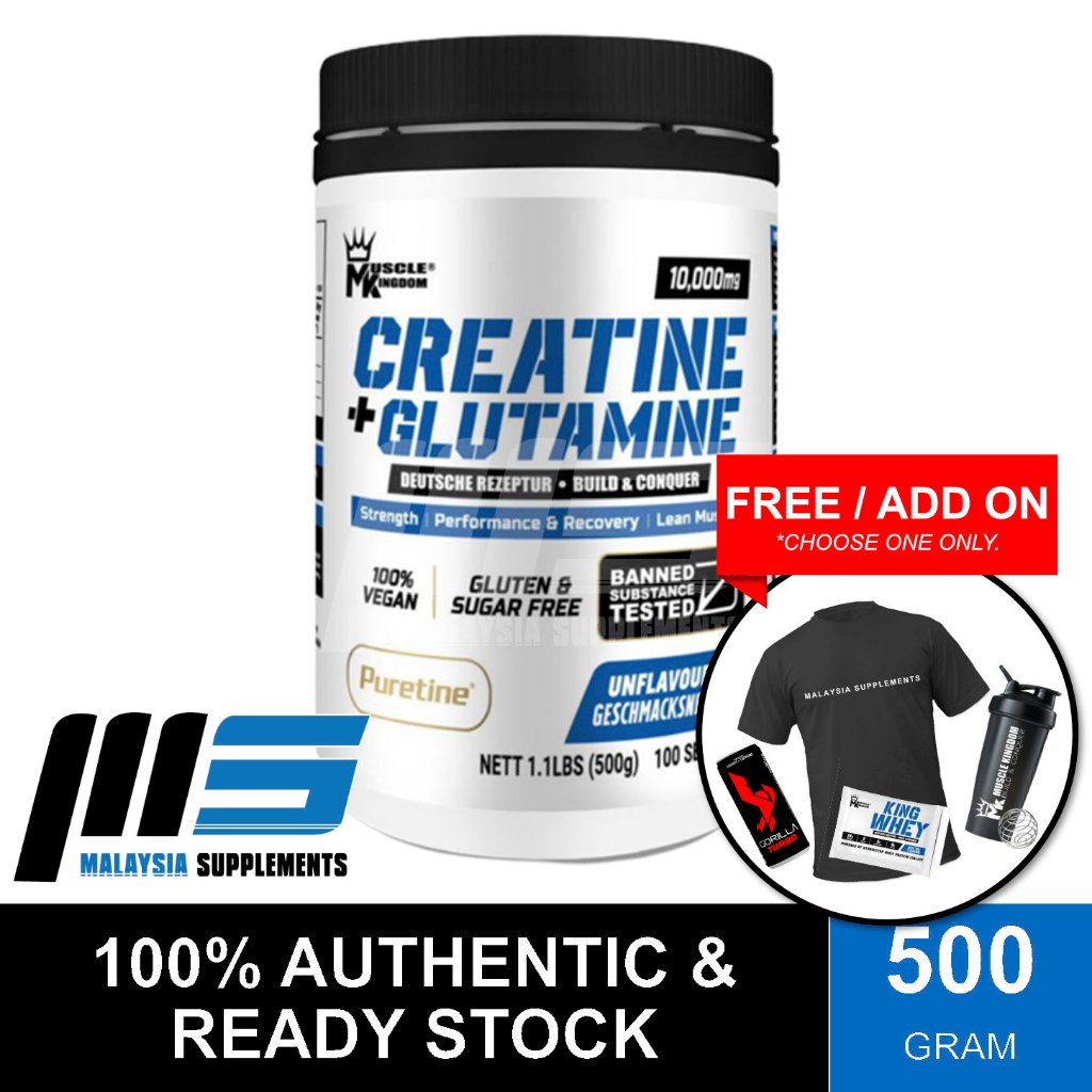 Muscle Kingdom Micronized Creatine Monohydrate + Glutamine (100
