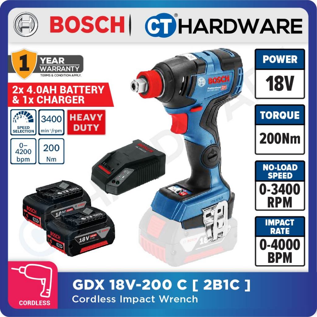 BOSCH GDX 18V 200 C PROFESSIONAL CORDLESS BRUSHLESS IMPACT DRIVER