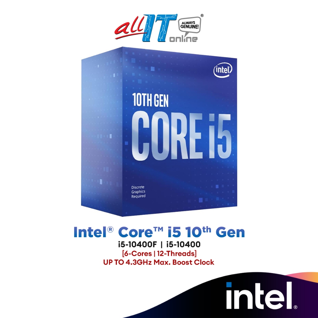 Intel® Core™ i5-10400F / i5-10400 (6-Core/12-Threads) Intel Processor, Intel  10th Gen CPU (LGA1200)