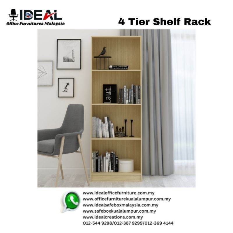 4 Tier Shelf Rak Buku 4 Tingkat Rak Buku Sekolah Almari Rak | Shopee ...