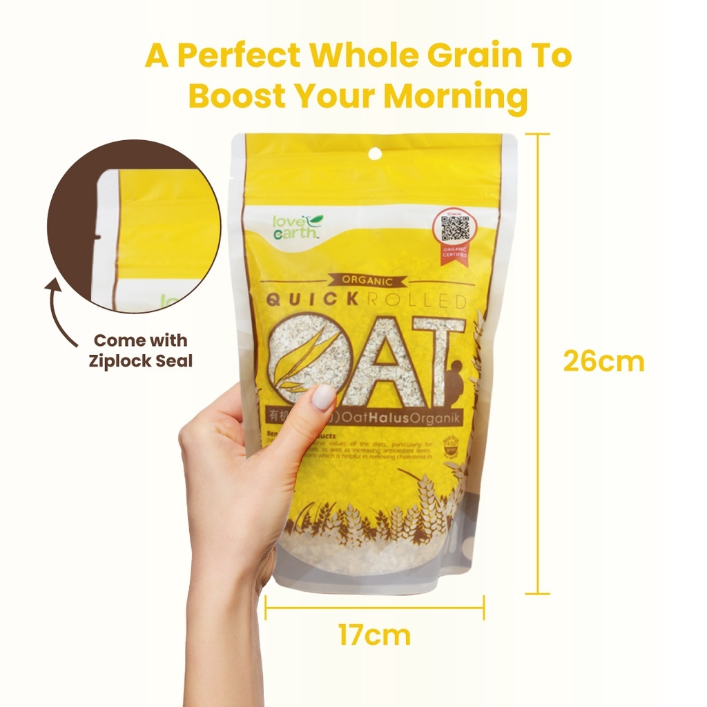 Love Earth Organic (Quick/Oat Bran) Rolled Oat 400g Shopee Malaysia