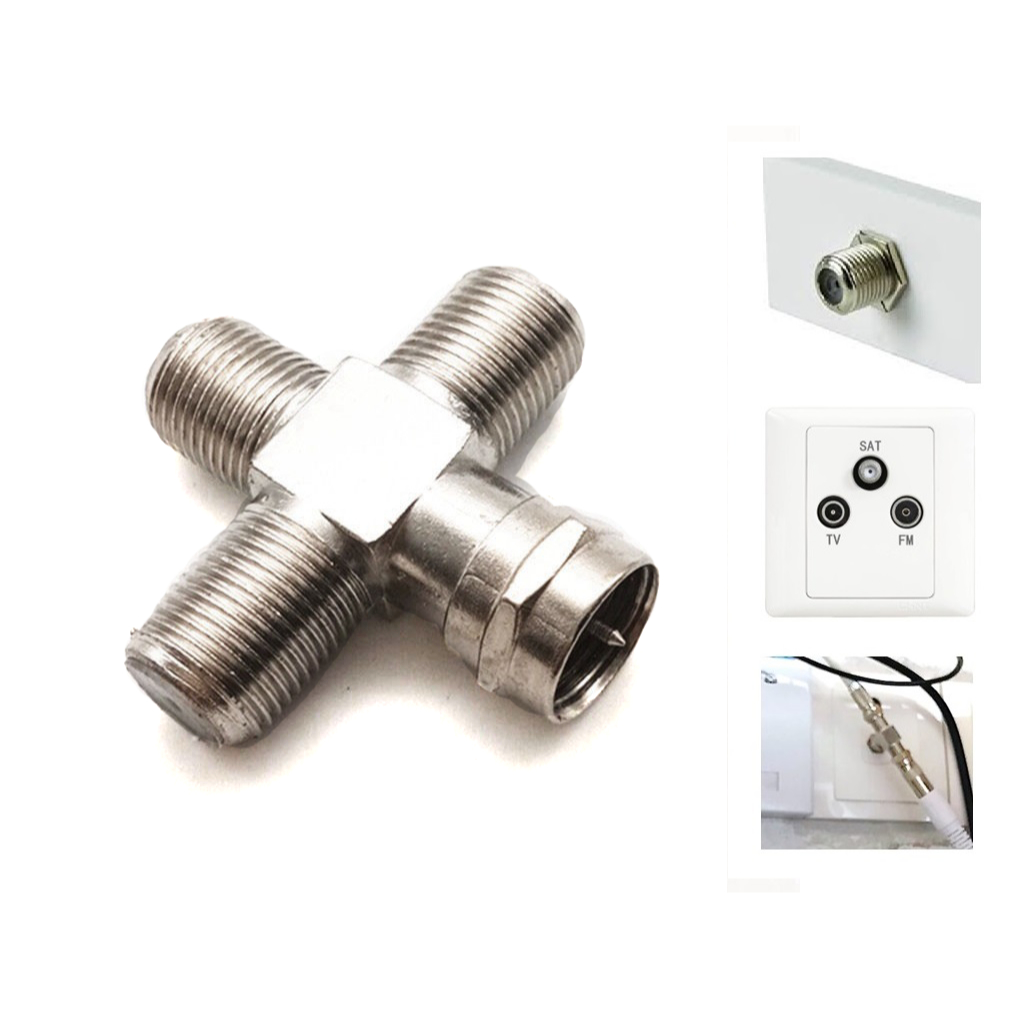 4 WAY RG6 Ftype Male to 2 Female Splitter Combiner for Antenna TV or