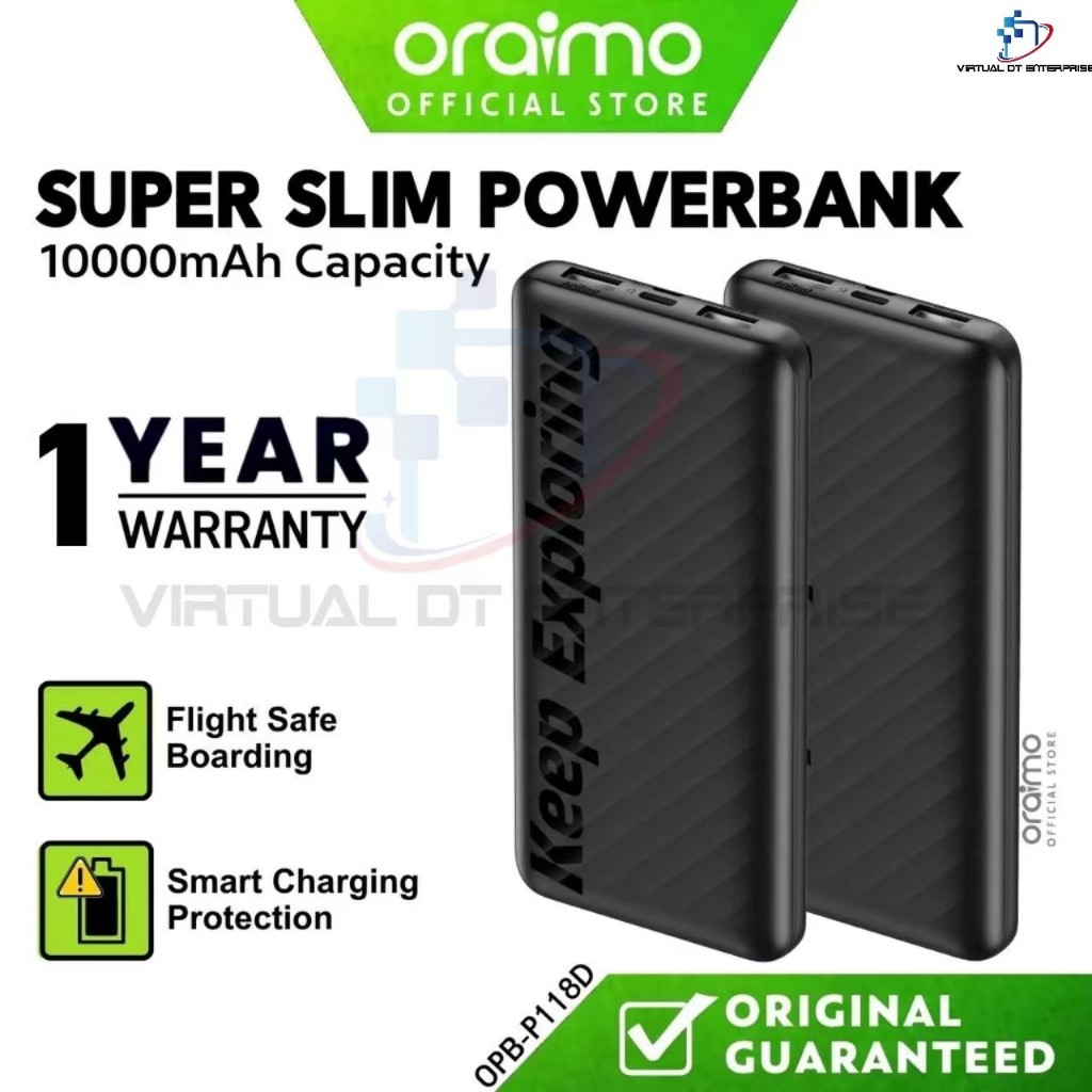 ORAIMO Powerbank 10000mAh Powerbank Slim Powerbank Type C Input 2.4A