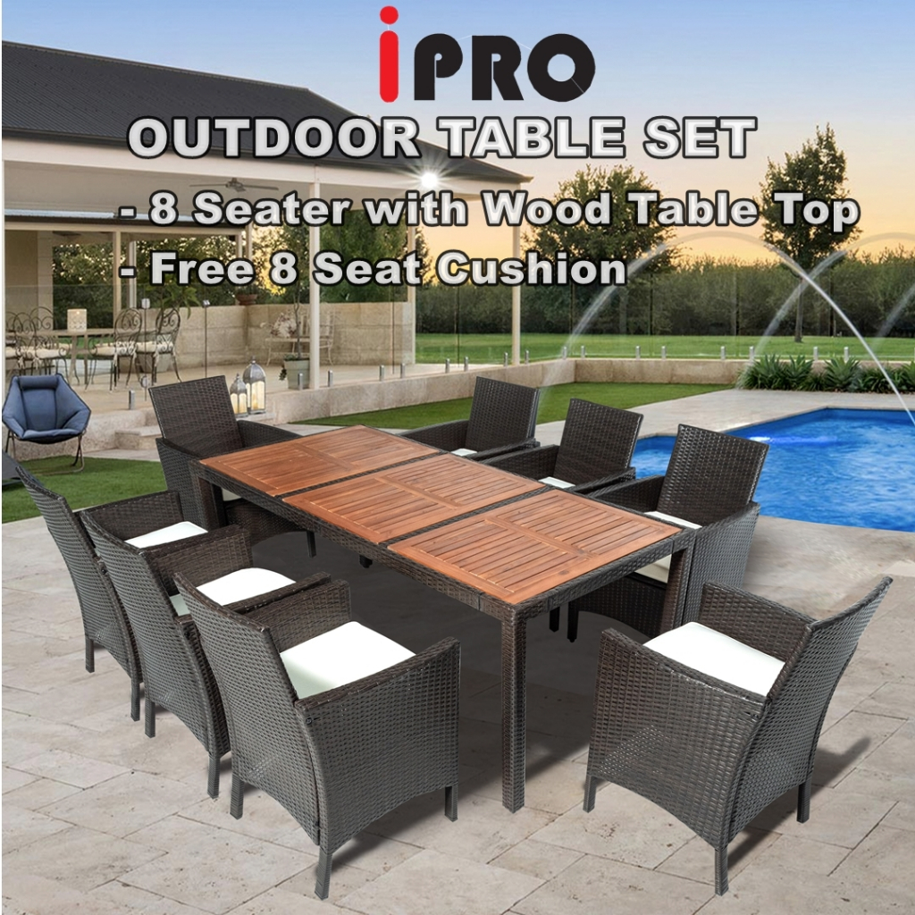 IPRO Outdoor Chair and Table Set Balcony Garden Table and Chair 8 Seater Set Meja Makan Kerusi