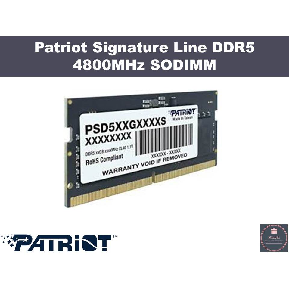 Barette Mémoire Patriot Signature SODIMM DDR5 CL46 / 16 Go / 5600MHz
